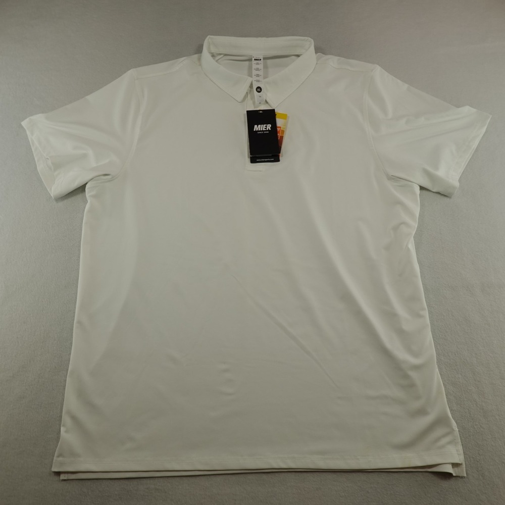 Mier Polo Shirt Mens‎ XL White Short Sleeve Golf Active Wear NWT Flaws
